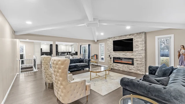 Living room in the Shelby Township ranch