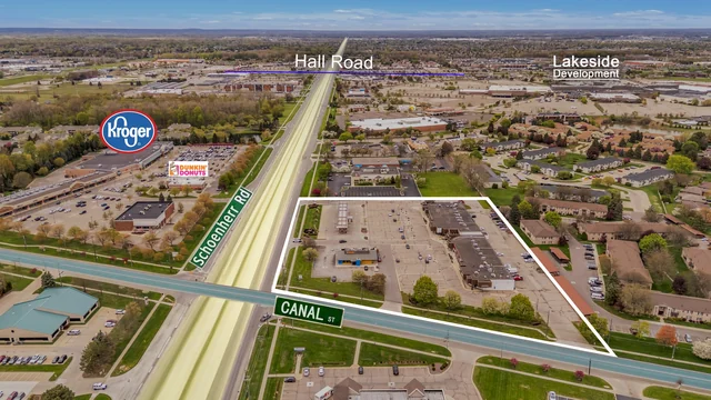 Aerial of a Sterling Heights retail corridor