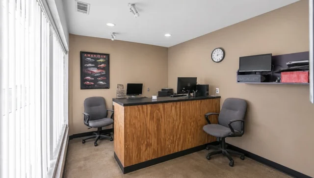 Front office inside the Warren industrial building